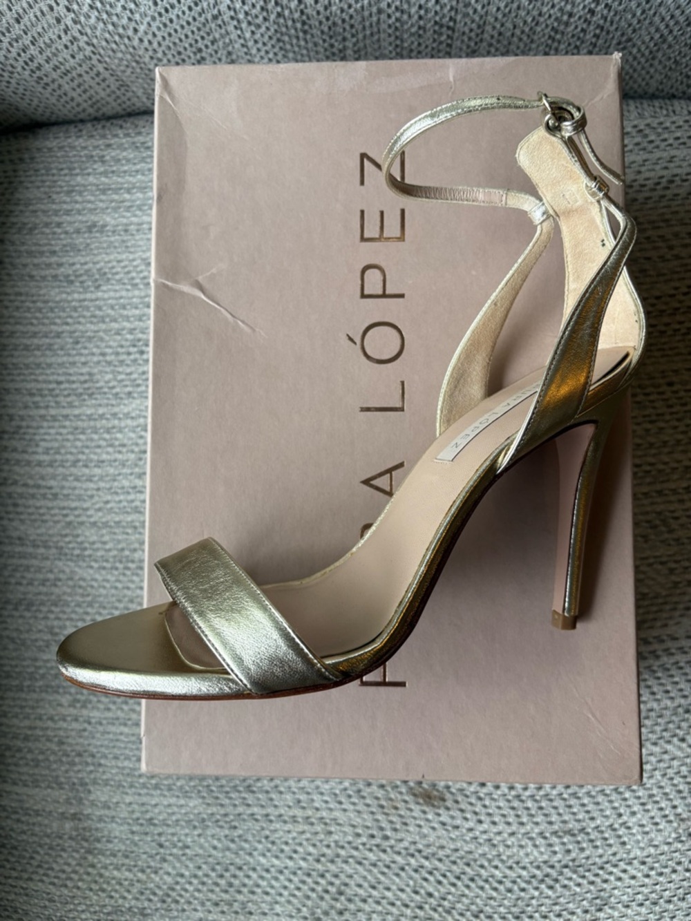 BRAND NEW Metallic Gold High Heel Ankle-Strap Sandals